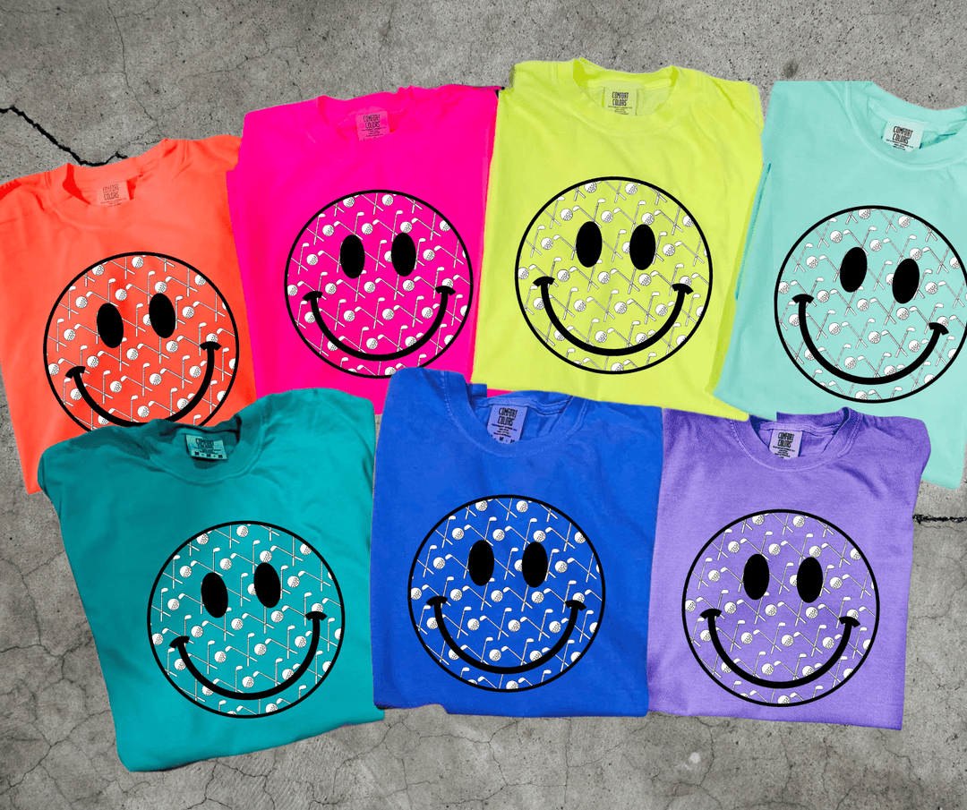 Golf Smile Face Pick your tee color) - Graphic Tee - The Red Rival