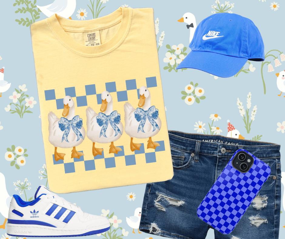 Goose Checkered Pattern Light Yellow Graphic Tee - Graphic Tee - The Red Rival