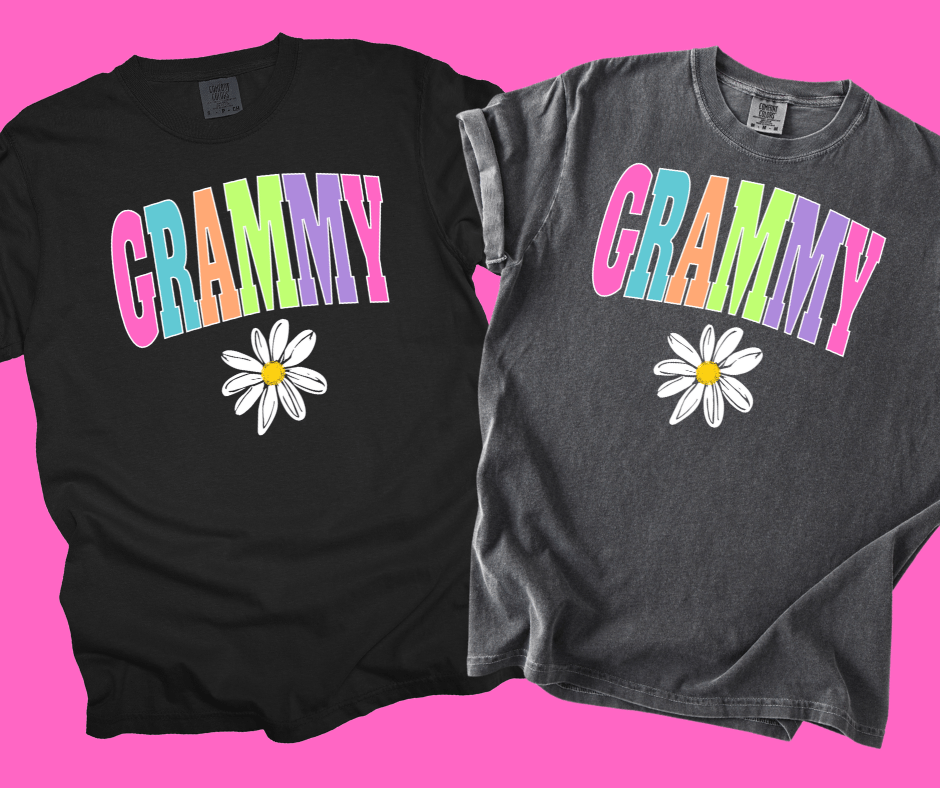 GRAMMY - Multi - Color Varsity Letters (Pick your design & tee color) - Graphic Tee - The Red Rival