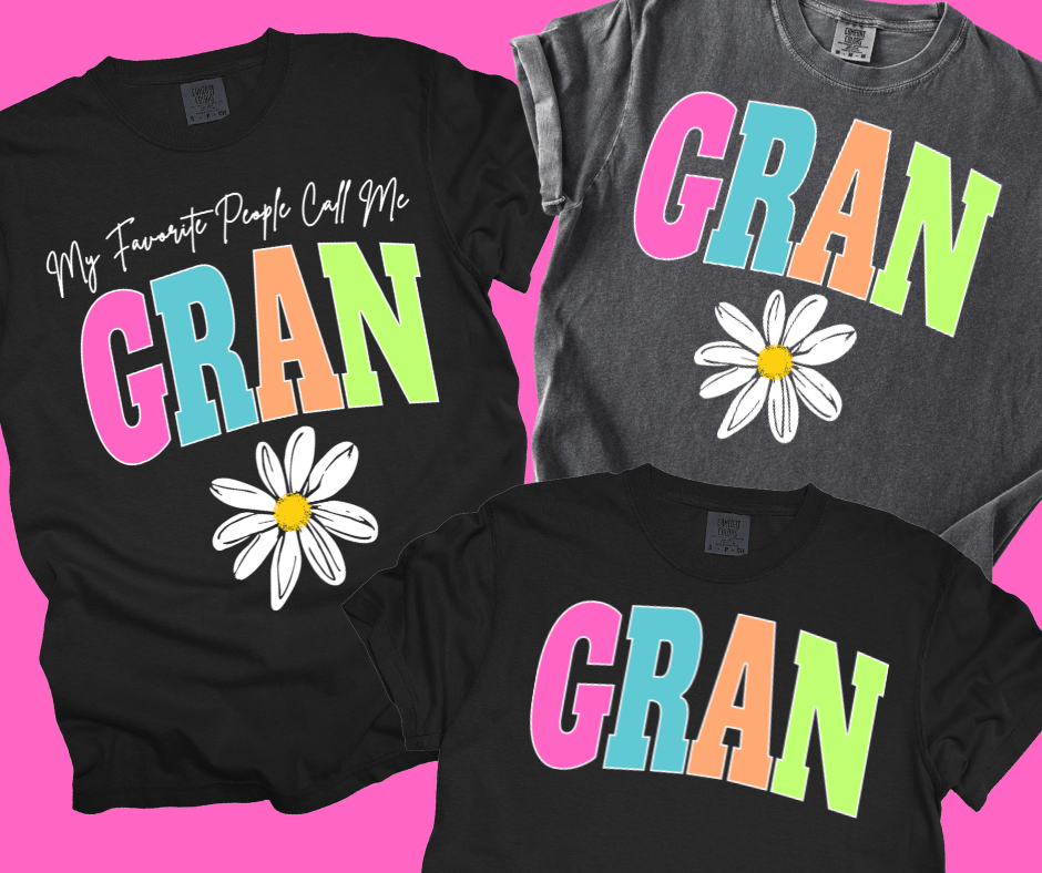 GRAN - Multi - Color Varsity Letters (Pick your design & tee color) - Graphic Tee - The Red Rival