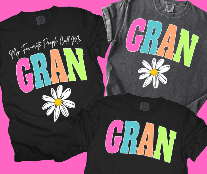 GRAN - Multi - Color Varsity Letters (Pick your design &amp; tee color) - Graphic Tee - The Red Rival