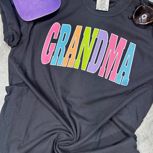 GRANDMA - Multi - Color Varsity Letters (Pick your design & tee color) - Graphic Tee - The Red Rival