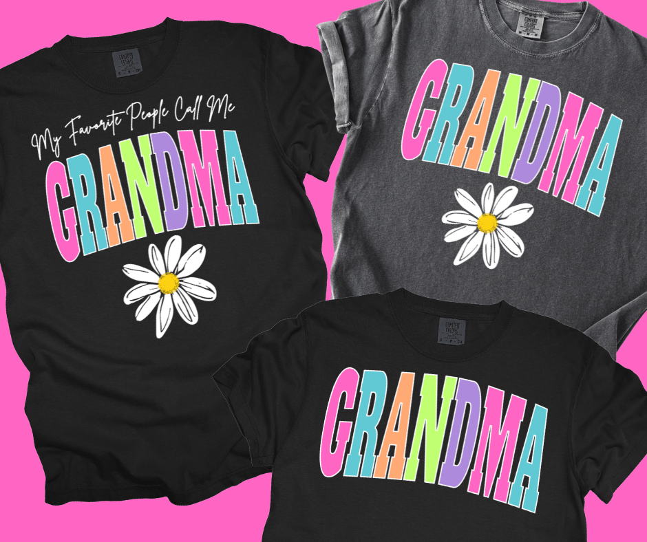 GRANDMA - Multi - Color Varsity Letters (Pick your design & tee color) - Graphic Tee - The Red Rival