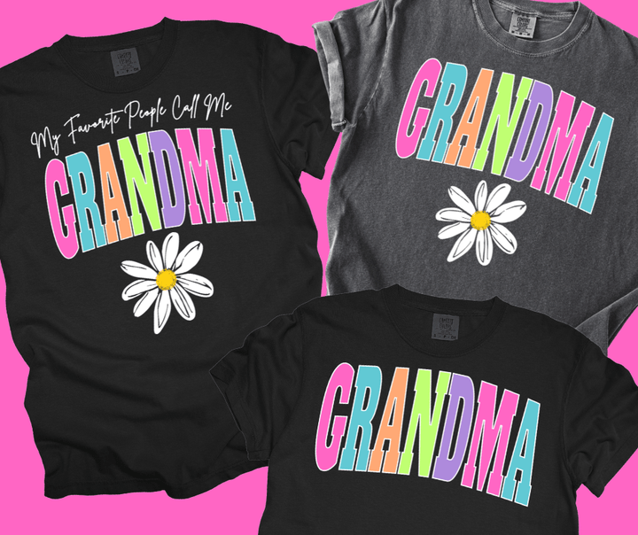 GRANDMA - Multi - Color Varsity Letters (Pick your design & tee color) - Graphic Tee - The Red Rival