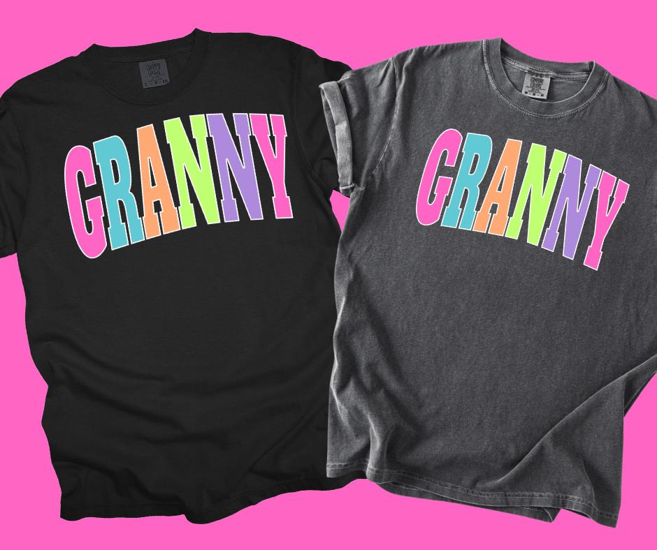 GRANNY - Multi - Color Varsity Letters (Pick your design & tee color) - Graphic Tee - The Red Rival