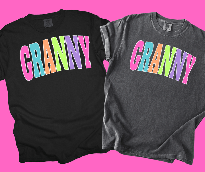 GRANNY - Multi - Color Varsity Letters (Pick your design & tee color) - Graphic Tee - The Red Rival