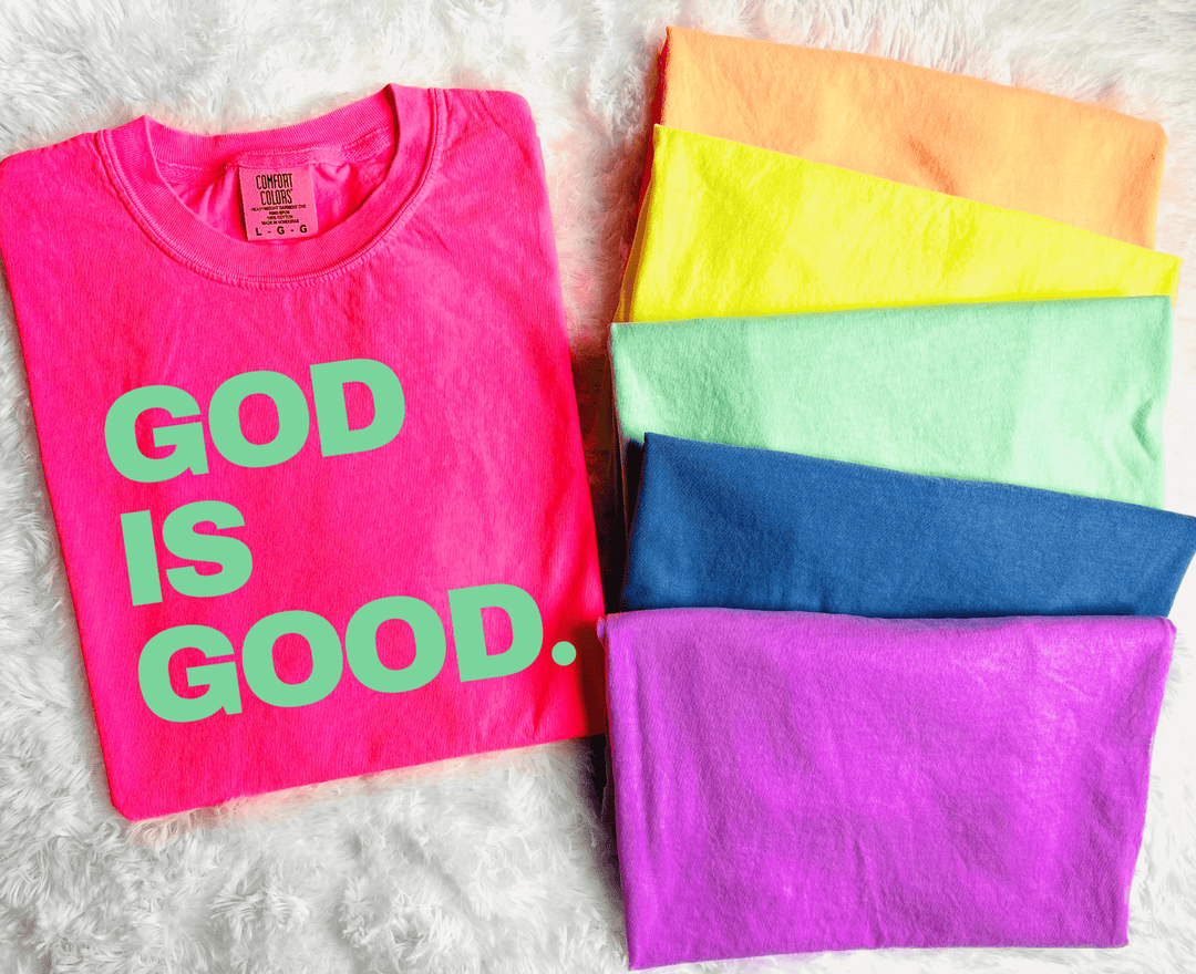 Green God Is Good on Pink Tee - Graphic Tee - The Red Rival