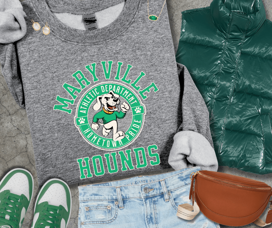 Green Maryville Hounds Athletic Department (Pick Your Sweatshirt Color) - Wholesale - The Red Rival