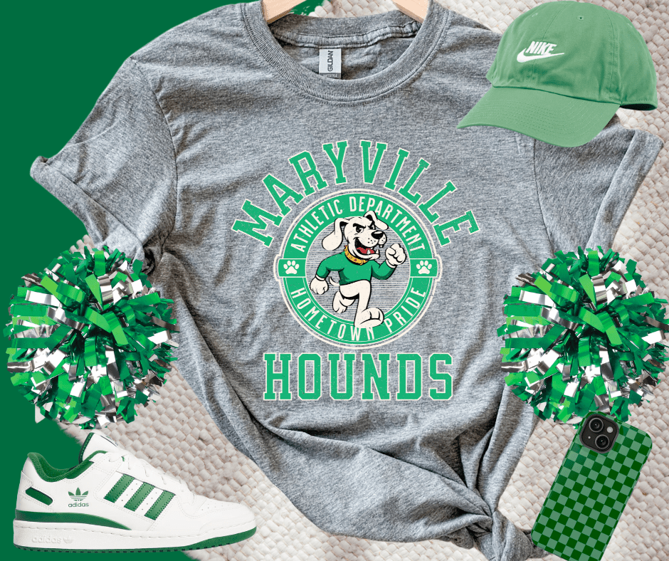 Green Maryville Hounds Athletic Department (Pick Your Tee Color) - Wholesale - The Red Rival