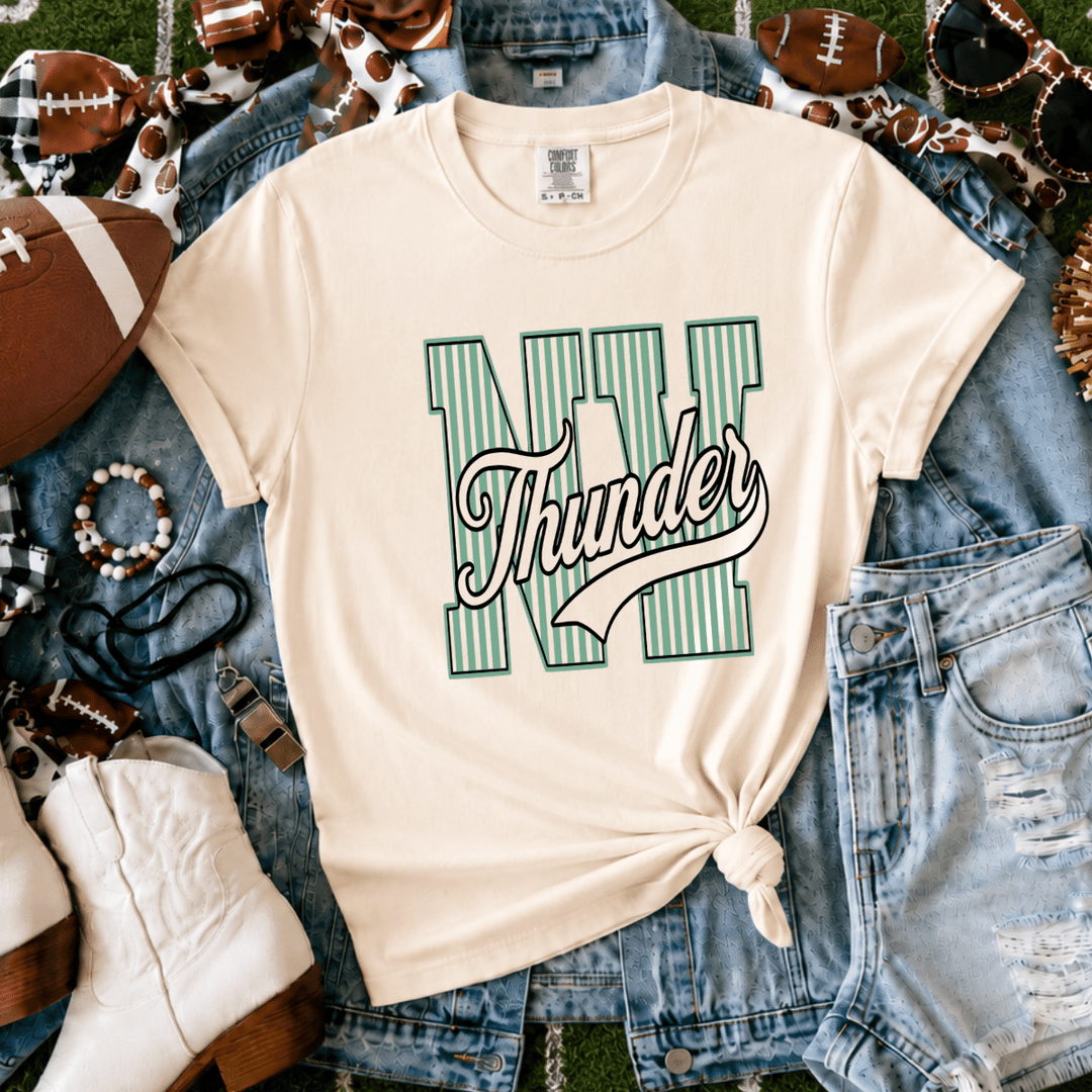 Green Striped NV THUNDER Ivory Tee - Tees - The Red Rival