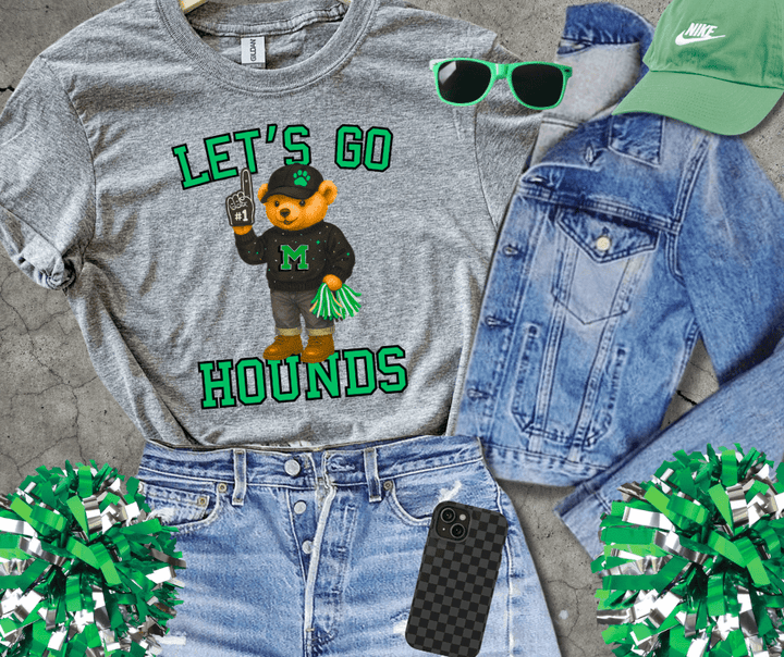 Green/Black Hounds Bear Fan - Graphic Tee - The Red Rival