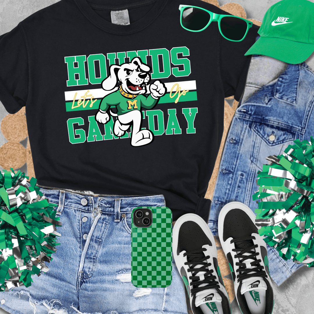 Green/White Vintage Hounds Gameday Tee - Graphic Tee - The Red Rival
