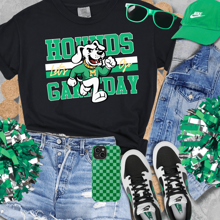 Green/White Vintage Hounds Gameday Tee - Graphic Tee - The Red Rival