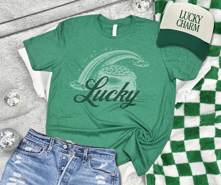 Halftone Lucky Pot of Gold Green Tee or Sweatshirt - Tees - The Red Rival
