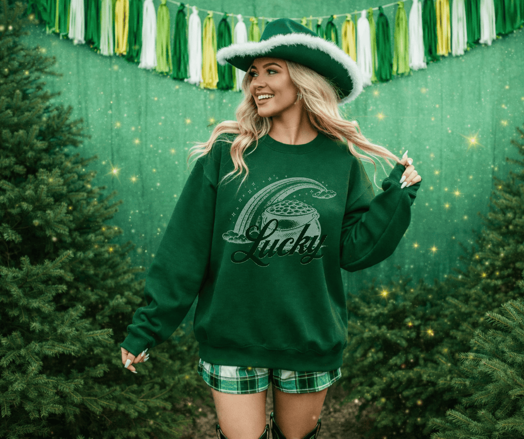 Halftone Lucky Pot of Gold Green Tee or Sweatshirt - Tees - The Red Rival