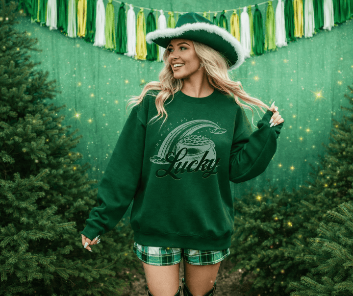 Halftone Lucky Pot of Gold Green Tee or Sweatshirt - Tees - The Red Rival