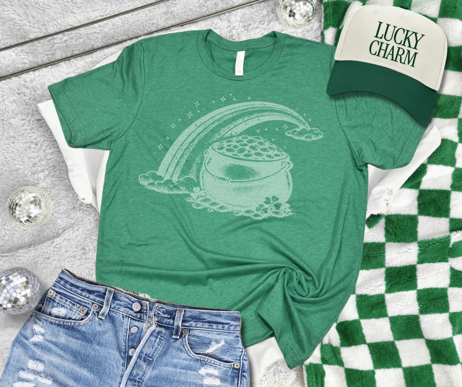 Halftone Rainbow Pot of Gold Green Tee or Sweatshirt - Tees - The Red Rival