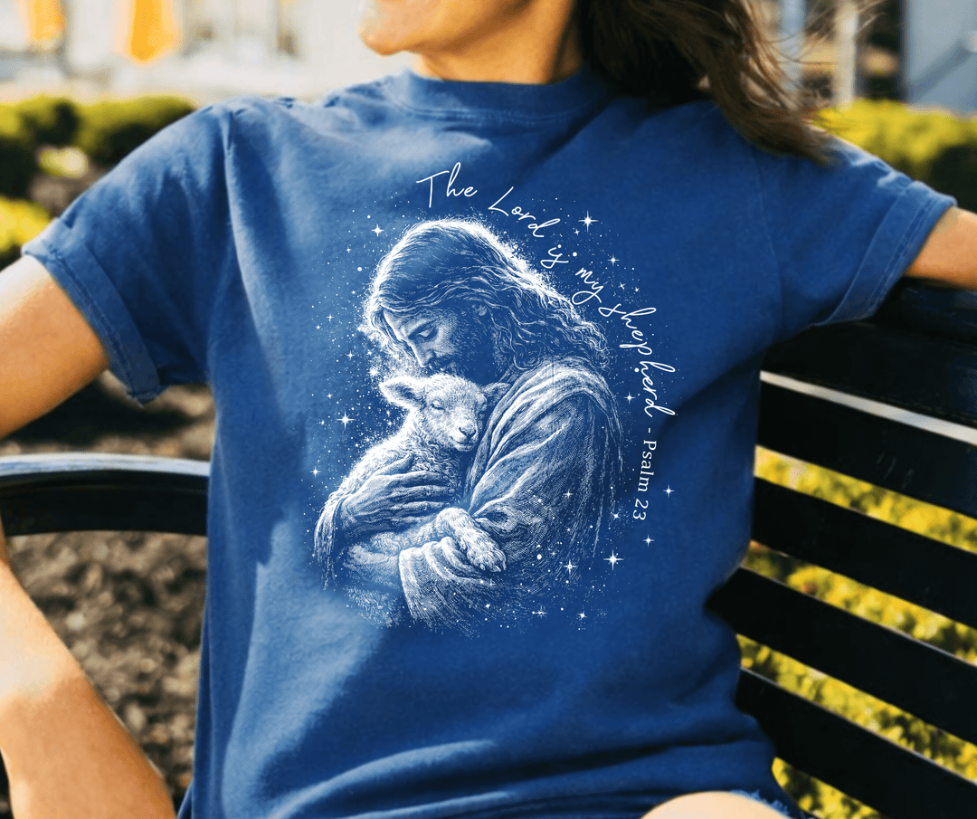Halftone The Lord Is my Sheppard Navy Tee - Tees - The Red Rival