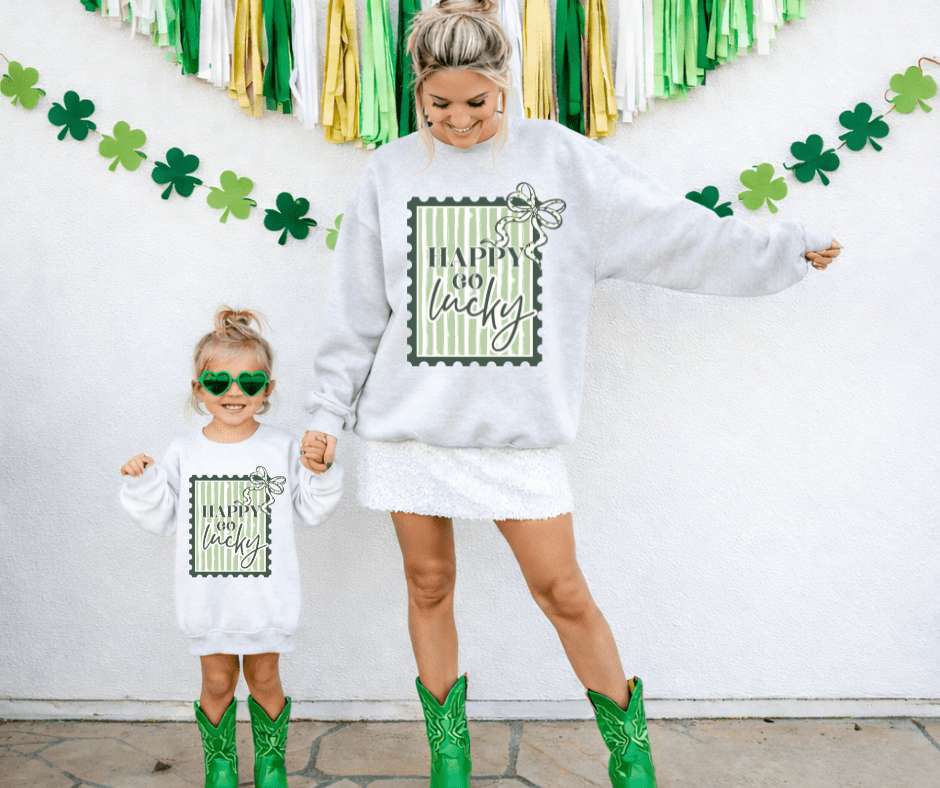 Happy Go Lucky Postage Stamp Tee or Sweatshirt - Tees - The Red Rival