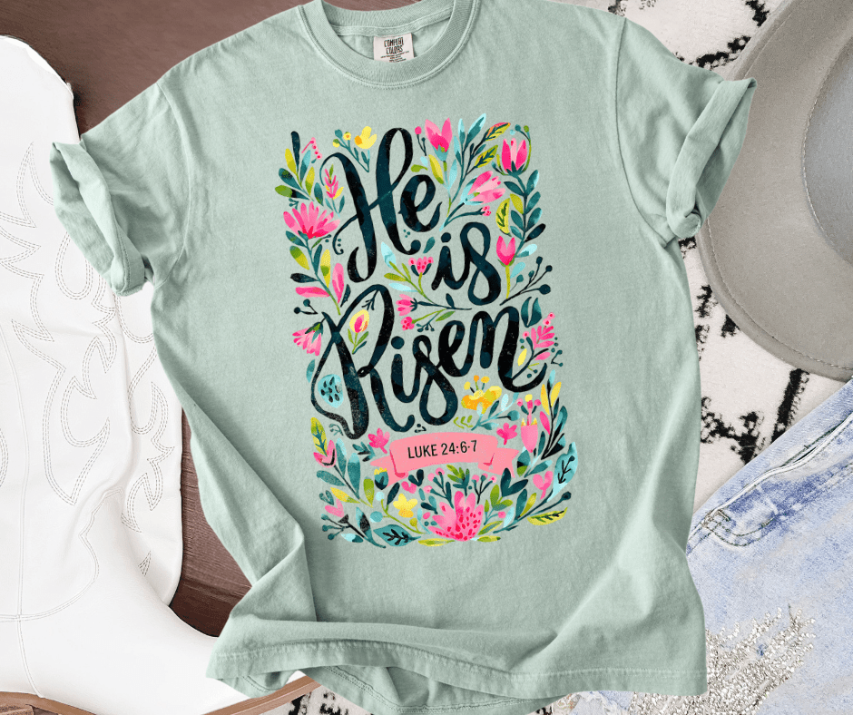 He Is Risen Floral Bay Tee - Graphic Tee - The Red Rival