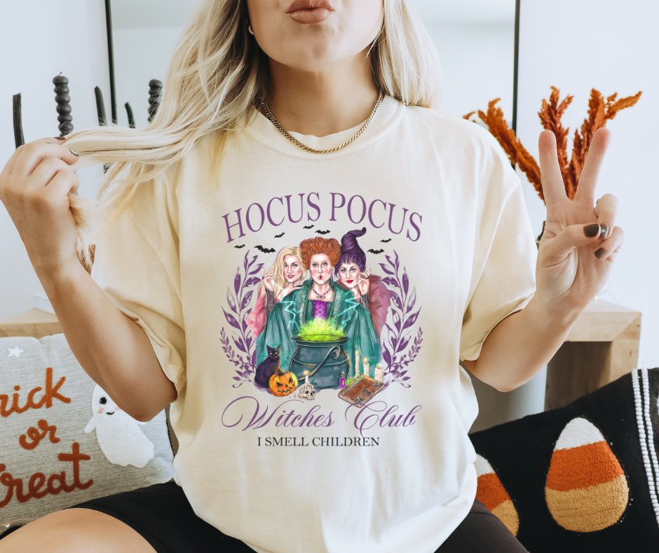 Hocus Pocus Witches Club Ivory Tee - Graphic Tee - The Red Rival