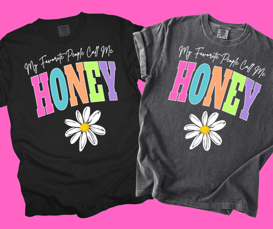 HONEY - Multi - Color Varsity Letters (Pick your design & tee color) - Graphic Tee - The Red Rival