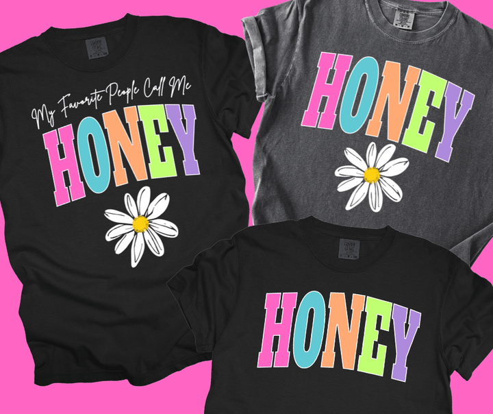 HONEY - Multi - Color Varsity Letters (Pick your design & tee color) - Graphic Tee - The Red Rival