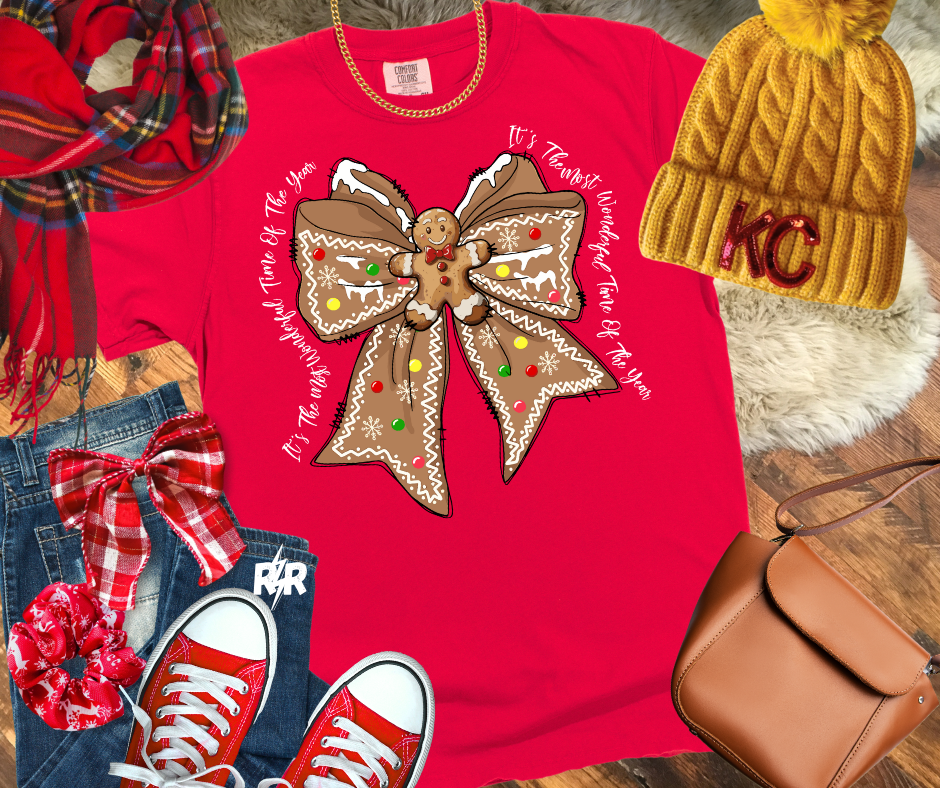 Gingerbread Bow Red Tee - The Red Rival