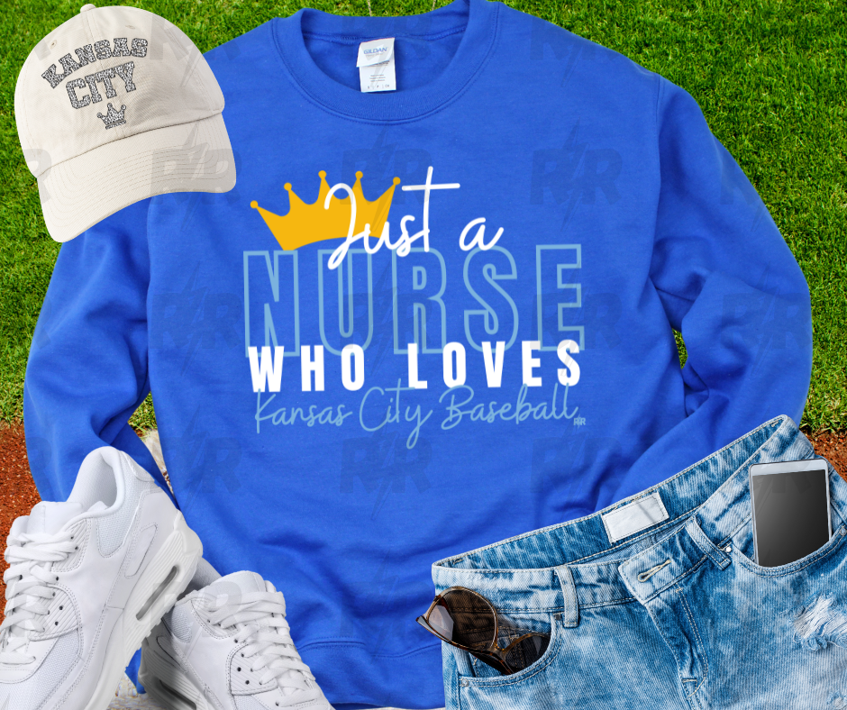 Just a Nurse Who Loves Kansas City Baseball Royal Blue Sweatshirt - The Red Rival