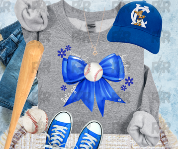 Blue Bow Kansas City Baseball Let's Go Grey Sweatshirt - The Red Rival