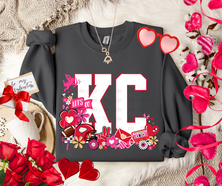 Retro KC Valentines Icons Charcoal Tee or Sweatshirt - The Red Rival