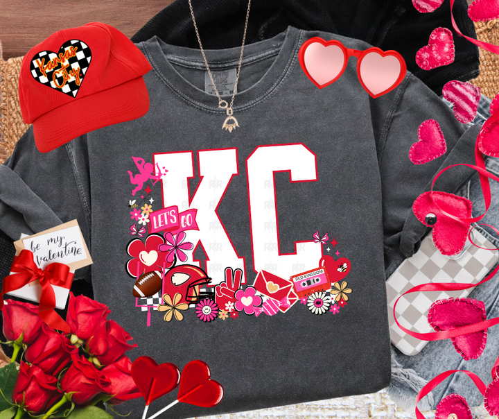 Retro KC Valentines Icons Charcoal Tee or Sweatshirt - The Red Rival