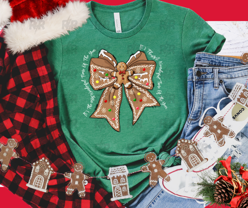 Gingerbread Bow Green Grass Tee - The Red Rival