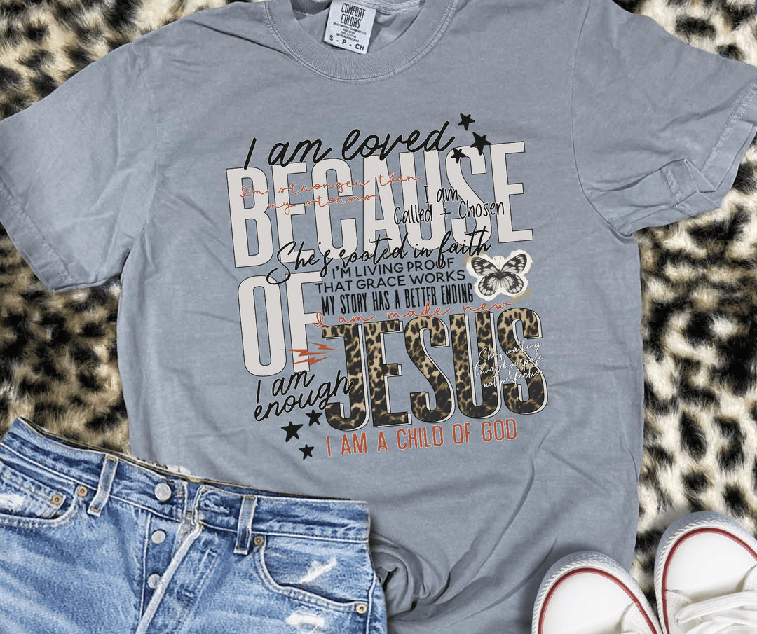 I am Loved Because of Jesus Grey Tee - Wholesale - The Red Rival