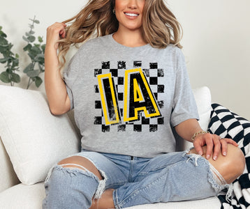 IA Checkered Background Grey Graphic Tee - Tees - The Red Rival
