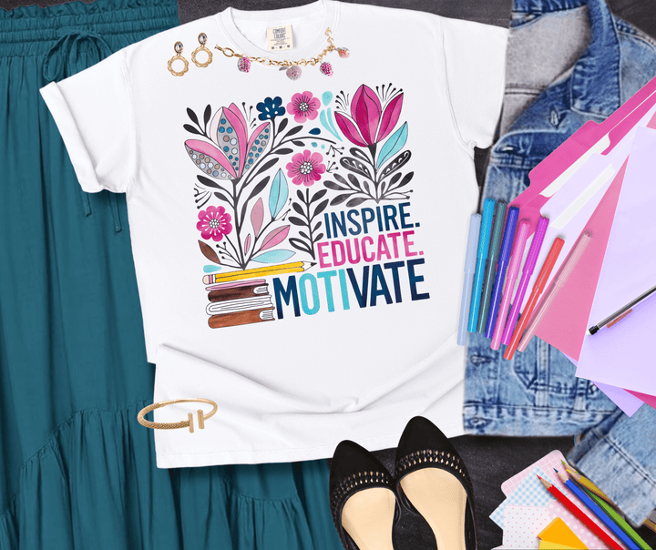 Inspire. Educate. Motivate. Floral - Tees - The Red Rival