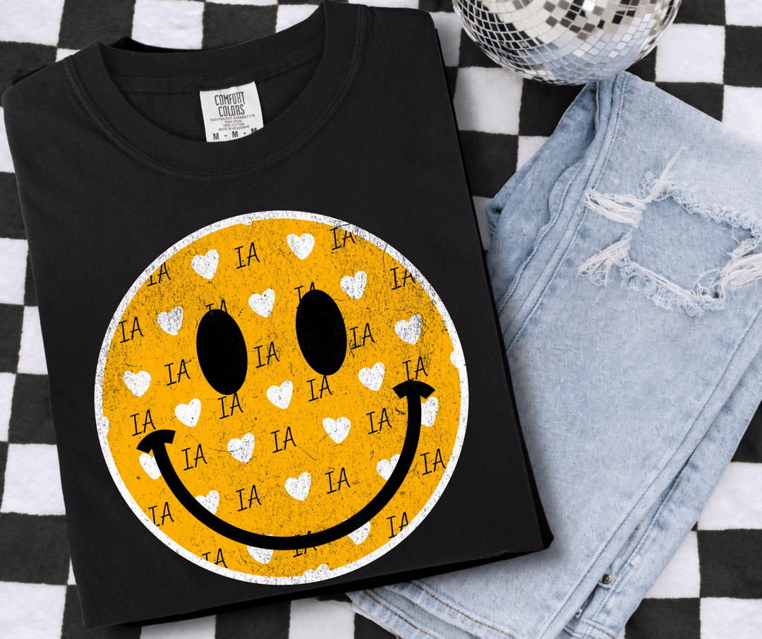 IOWA Black &amp; Gold Happy Face (Pick Your Color) - Tees &amp; Sweatshirts - The Red Rival