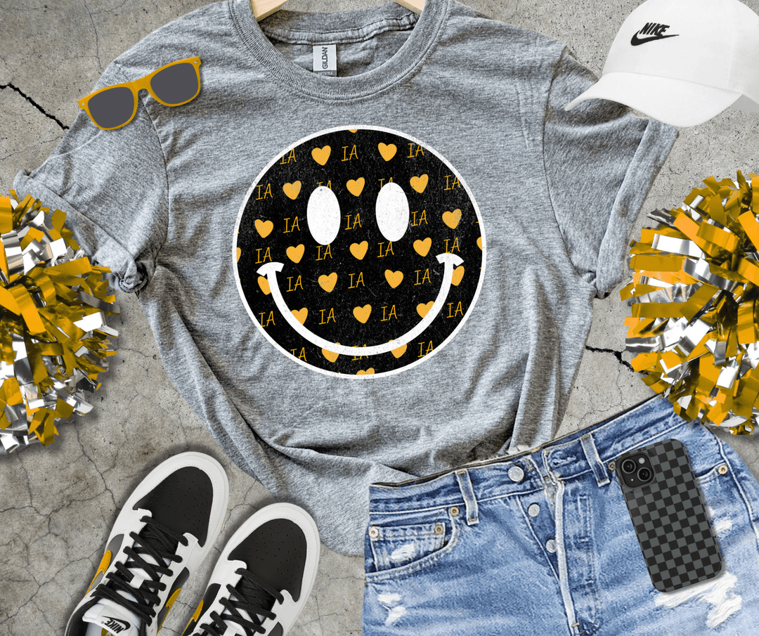 IOWA Black &amp; Gold Happy Face (Pick Your Color) - Tees &amp; Sweatshirts - The Red Rival