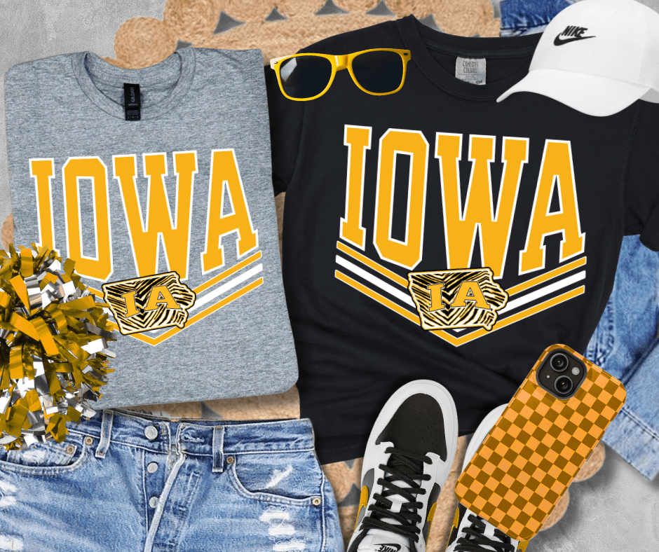 IOWA Zebra Print State Icon (Pick Your Tee Color) - Tees - The Red Rival