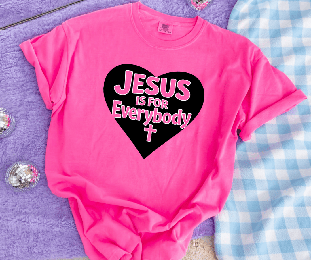 Jesus is For Everybody Black Heart Neon Pink Tee - Tees - The Red Rival