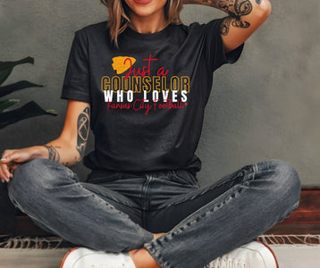 Just A Counselor Who Loves Kansas City Football Black Tee - Tees - The Red Rival