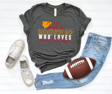 Just A Counselor Who Loves Kansas City Football Grey Tee - Tees - The Red Rival