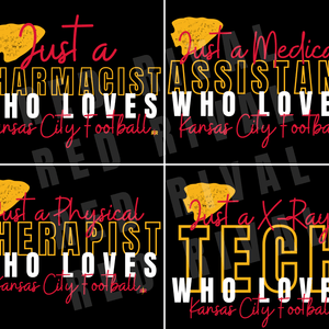 Just A CUSTOM OCCUPATION Who Loves Kansas City Football Black Tee - Tees - The Red Rival