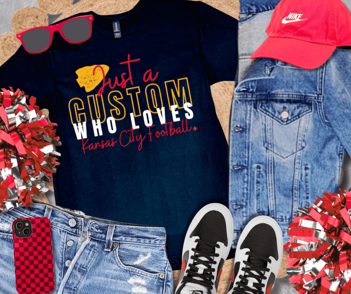 Just A CUSTOM OCCUPATION Who Loves Kansas City Football Black Tee - Tees - The Red Rival