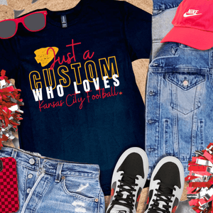 Just A CUSTOM OCCUPATION Who Loves Kansas City Football Black Tee - Tees - The Red Rival