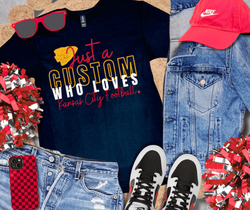 Just A CUSTOM OCCUPATION Who Loves Kansas City Football Black Tee - Tees - The Red Rival