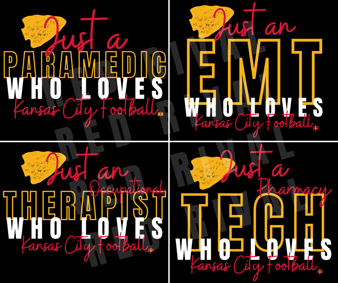 Just A CUSTOM OCCUPATION Who Loves Kansas City Football Black Tee - Tees - The Red Rival