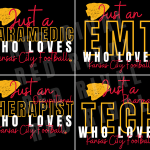 Just A CUSTOM OCCUPATION Who Loves Kansas City Football Black Tee - Tees - The Red Rival