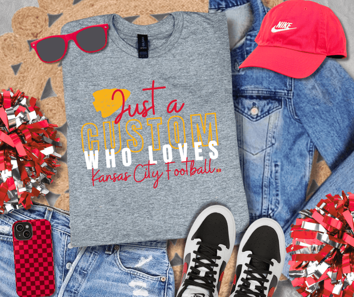 Just A CUSTOM OCCUPATION Who Loves Kansas City Football Dark Grey Tee - Tees - The Red Rival