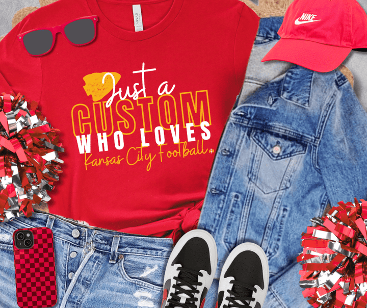 Just A CUSTOM OCCUPATION Who Loves Kansas City Football Red Tee - Tees - The Red Rival